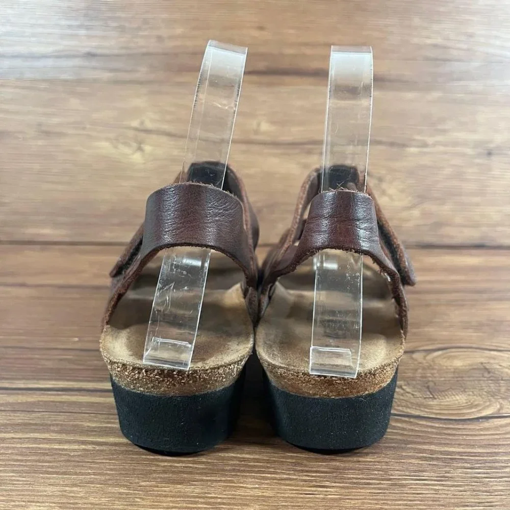 Naot Brown Leather Embossed Strappy Sandals